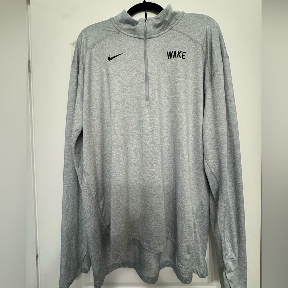 Nike Gray Quarter-Zip Pullover w/ Wake Forest screen print logo